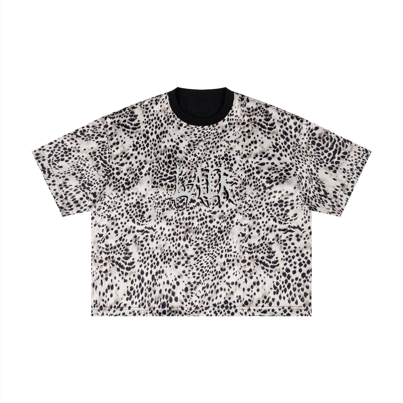 Unisex leopard print boxy t-shirt made of 100% cotton with handcrafted artisanal quality.